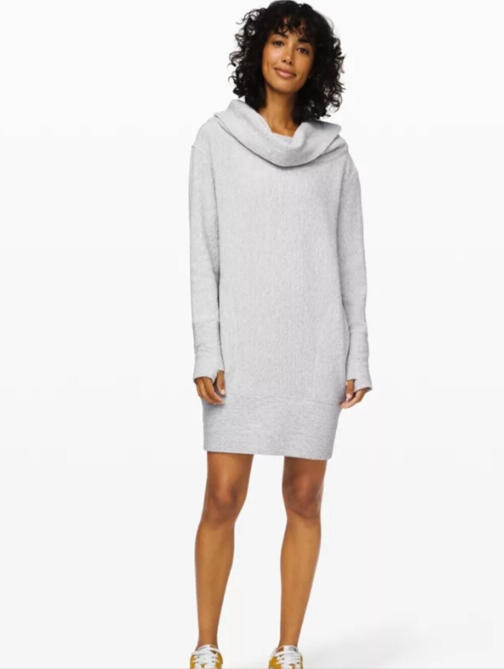Lululemon Along The Way Light Grey Soft Cotton Blend CasualCozy Sweater Dress XL